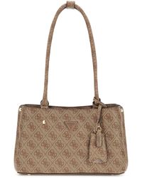 Guess - Meridian Ii Shoulder Satchel Bag Latte Logo - Lyst