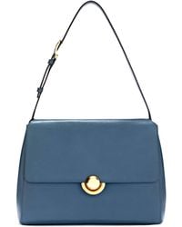 Furla - Domus Schultertasche Grigio Blu Varenne-Kalbsleder + Wildleder Damen - Lyst
