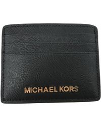 Michael Kors - Jet Set Travel Large Id Card Holder Saffiano Leather Black/gold - Lyst