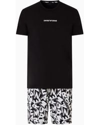 Emporio Armani - Bold Logo Cotton Pajama Short And Tee Set - Lyst