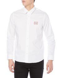 HUGO - Relaxed-fit Shirt In Stretch Cotton With Framed Logo - Lyst