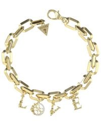 Guess - Armband 4 Love Verguld – Armband Van Staal Met Woord - Lyst