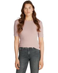 Tommy Hilfiger - Camiseta de ga Corta Mujer Rib con Cuello Redondo - Lyst