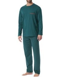 Schiesser - Langer Schlafanzug Pyjama Lang Comfort Nightwear - 180262, Größe :25, Farbe:Petrol - Lyst