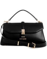 Guess - Queensland Top Handle Flap Bag Black - Lyst
