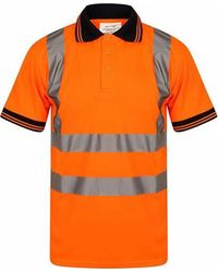 adidas - Aztec Hi Viz Vis High Visibility Polo Neck Short Sleeves T Shirts Reflective Tape Safety Hi Vis Collared Neck Security Work - Lyst