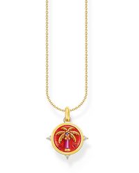 Thomas Sabo - Gold-plated Necklace With Palm Tree Pendant And Colourful Stones 925 Sterling Silver - Lyst