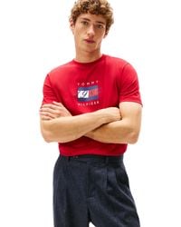 Tommy Hilfiger - T-Shirt Kurzarm Linear Flag Graphic Regular Fit - Lyst