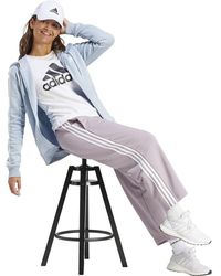 adidas - Essentials 3-Stripes Open Hem Fleece Pants Jogginghose - Lyst