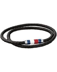 Tommy Hilfiger - Jewelry Armband für mit Schwarzem Geflochtenem Leder in Doppelschlaufe - 2790056 - Lyst