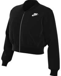 Nike - Fb7278-010 W Nsw Club Flc Os Crp Fz Swtsh T-shirt Zwart/wit Maat 2xl - Lyst