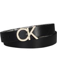 Calvin Klein - Ck Logo Plaque Reversible Dress Belt - Lyst