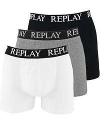 Replay - Boxer Style 01/C Basic Cuff Logo 3pcs Box N174 Black/Grey/Melange/White M - Lyst