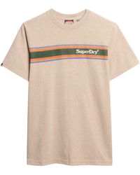 Superdry - Lässiges Venue T-Shirt mit Streifen und Logo Lavin Beige Meliert XXL - Lyst
