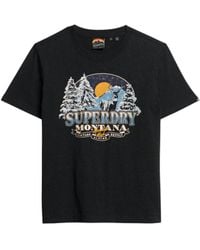 Superdry - Lässiges Travel Souvenir T-Shirt Phantom Schwarz Meliert 44 - Lyst