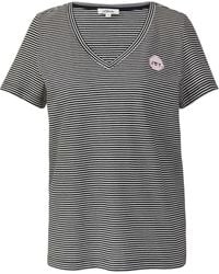 S.oliver - T-Shirt mit V-Ausschnitt und Print-Detail schwarz 40 - Lyst