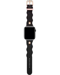 Ted Baker - Black Wavy Leather Strap Pink Keeper For Apple Watch® - Lyst