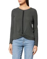 Street One - T-Shirt Langarmshirt Gemustert mit Knoten Frosty Green 46 - Lyst