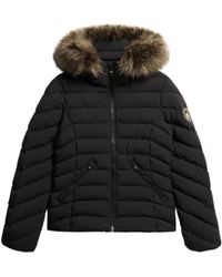 Superdry - Fuji Faux Fur Padded Jacket L Black - Lyst