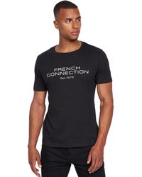 French Connection - S Premium Half Sleeve Crew Neck T-shirt With Letter Print Logo Design(xl,fischer Black) - Lyst