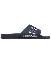 Emporio Armani - Sliders Bleu foncé - Lyst