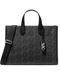Michael Kors - Michael Black Embossed Logo Gigi Large Tote Handbag - Lyst