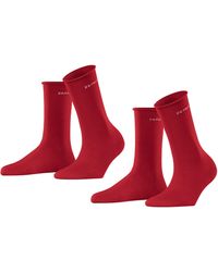 Esprit Basic Pure 2-Pack W SO Calcetines - Rojo