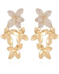 Guess - Boucles d'oreilles pendantes linéaires avec pierre de cristal dorée - Lyst