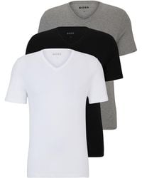 BOSS - Set Van Drie T-shirts Met V-hals In Katoenen Jersey - Lyst