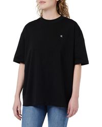 Calvin Klein - T-Shirt Kurzarm Ck Embro Badge Boyfriend Tee Rundhalsausschnitt - Lyst