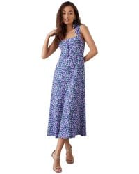 Dorothy Perkins - Petite Floral Button Front Tie Shoulder Jersey Midi Dress - Lyst