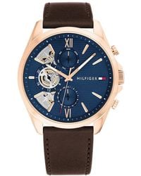Tommy Hilfiger - Reloj Analógico de Cuarzo Multifunción para Hombre con Correa de Cuero Marrón - 1710645 - Lyst