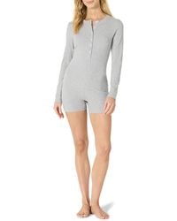 Amazon Essentials - Langärmliger Lounge-Strampler Aus Gerippter Baumwollmischung - Lyst