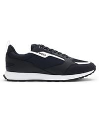 HUGO - S Icelin Runn Branded-accent Trainers In Mixed Materials Size 10 Dark Blue - Lyst