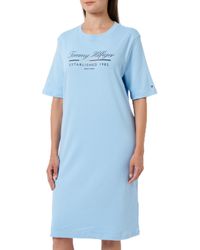 Tommy Hilfiger - REG Script Graphic Dress SS WW0WW43545 Blue - Lyst