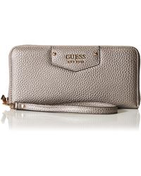 Guess - Eco Brenton Slg Large Zip Around L Pewter - Lyst