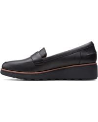 Clarks - Sharon Gracie Black Leather With Dark Tan Welt 11m Penny - Lyst