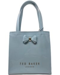 Ted Baker - Aracon S Plain Bow Icon Shopper Bag Size Small In Light Blue - Lyst