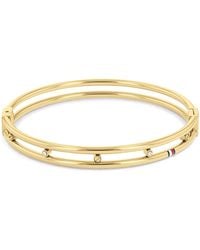 Tommy Hilfiger - Jewelry Hardware Ionic Gold Stainless Steel With Crystal Bangle Bracelet Color: Gold Plated - Lyst