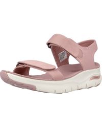 Skechers - 119247 Arch Fit Touristy Ladies Mauve Textile Vegan Arch Support Touch Fastening Sandals - Lyst