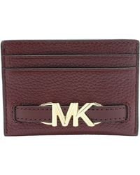Michael Kors - Reed Large Pebbled Leather Card Case Holder In Dark Cherry - Lyst
