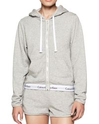 Calvin Klein - Top Hoodie Full Zip Sweat-Shirt à Capuche ,Gris - Lyst