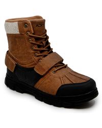 Nautica Kressler Lace Up Adjustable Strap Winter Snow Boots Insulated Water Resistant Shoe - Marron