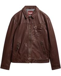 Superdry - 70's Leather Jacket - Lyst