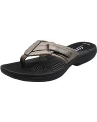 Clarks - Brinkley Jazz Pewter/black Flip-flop 7 M Us - Lyst