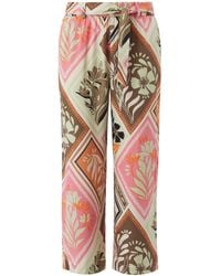 Comma, - Crop-Hose aus Viskosemix im Relaxed Fit mit All-over-Print rosa 44 - Lyst