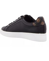 Guess - Beckie Black Gold Faux Leather S Trainers - Lyst