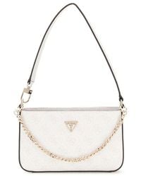 Guess - Noelle Ii Mini Top Zip Shoulder Bag White Logo - Lyst