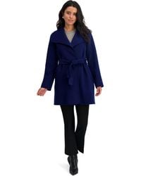 Tahari - Double-faced Luxury Soft Wool Blend Peacoat- Wrap Wool Coat With Removable Belt - Lyst