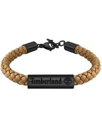 Timberland - BAXTER LAKE TDAGB0001801 Bracelet pour homme en acier inoxydable noir et cuir marron Longueur : 18,5 cm + 2,5 cm - Lyst